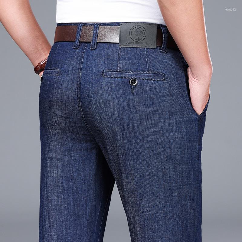 

Men's Jeans 2023 Men's Pants Slim Casual Full Length Fashion Stretch Trousers Male Brand Black Blue Thin, Dark blue