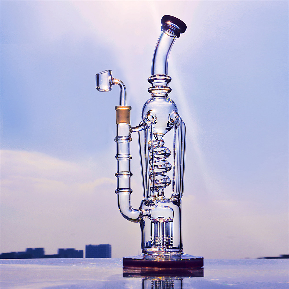 

12.6 Inch Spiral Water Pipe Hookah Bubbler Straight Glass Bong Dab Rig and Perc Oil Rigs with 14mm Banger for Smoking