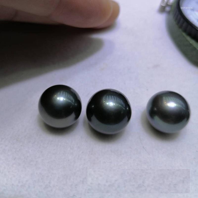 

Loose Diamonds Huge Elegant Pair Of 12-13mm Natural Sea Genuine Black Round Good Luste Pearl Gemstone