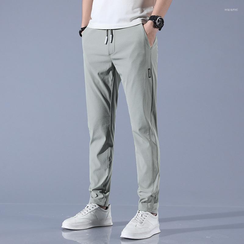 

Men's Pants 2023 Leisure Ice Silk Summer Autumn Trousers Men's Solid Smart Casual Sports Air-conditioned Long Mens, Blue