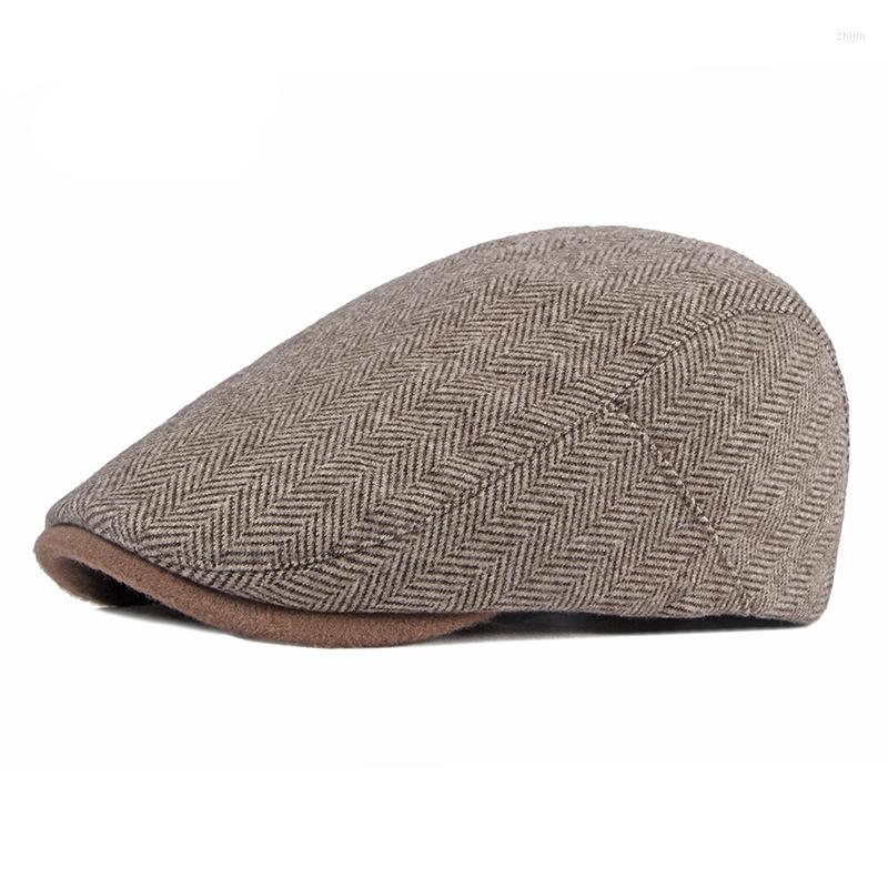 

Berets Casual Tweed Beret Hat For Men Flat Peaked Cap Male Spring Autumn British Forward Hats Cabbie Herringbone Sboy Adjustable, Black