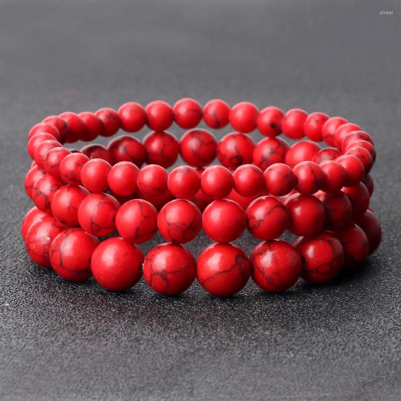 

Strand 6/8/10mm Natural Stone Red Beads Bracelets For Men Women Volcanic Lava Tiger Eye Elastic Rope Bracelet Yoga Paryer Jewelry