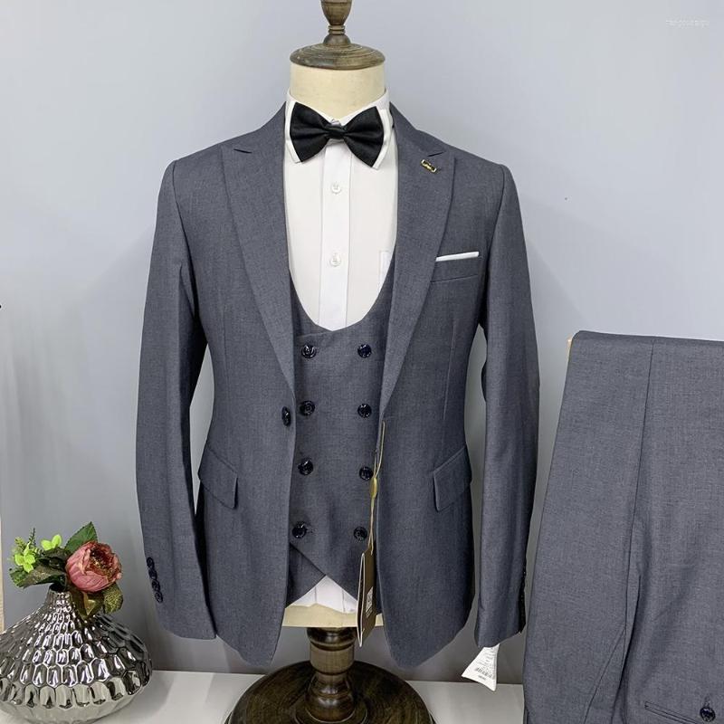 

Men's Suits Costume Homme For Men Blazer Jacket Pants Vest Three Piece Grey Black Custom Made Spring Slim Fit Wedding Set Chaleco 2023, Picture color 12