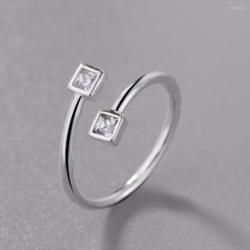 

Cluster Rings CHENGXUN 2023 Style Fashion Double Tiny Square Cubic Zirconia Open Finger