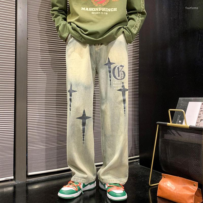 

Men's Jeans Streetwear Men 2023 Fashion Style Vintage Recreational Brown Loose Straight Cylinder Broad Leg Trousers Spring Female