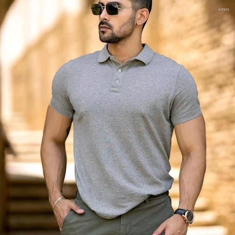 

Men' Polos Men' Short Sleeve T-shirt Summer Casual Fashion Gentleman' Solid Color Polo Shirt Street High Quality Wear, Yellow