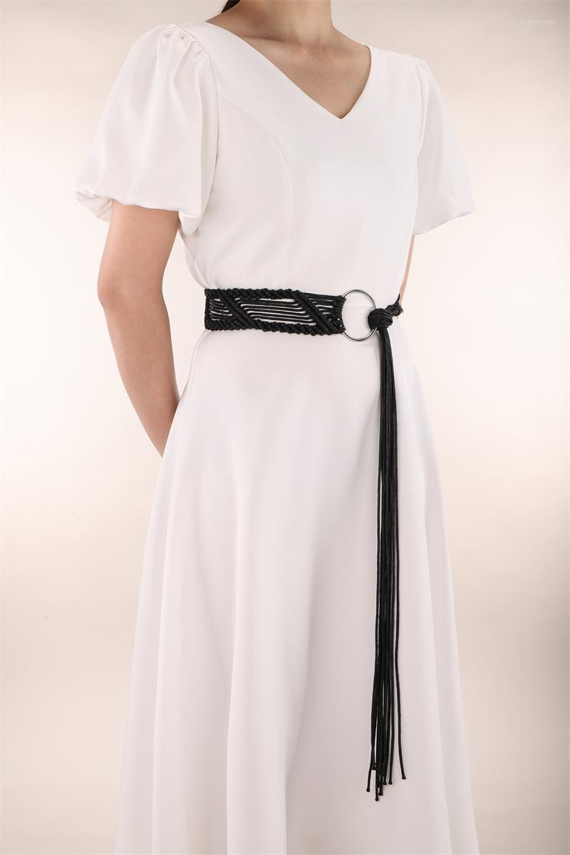 

Belts Jovivi Handmade Waistband Braided Fashion Ladies Belt Adjustable Tassel Women Spring Summer Waist For Party Vacation, Brown