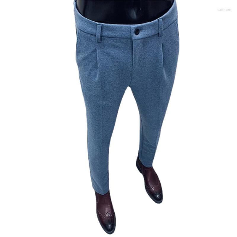 

Men's Suits Brand Clothing Men's Plus Suit Trousers Autumn And Winter Slim Foot Pants Business Formal Fashion Casual, Gray