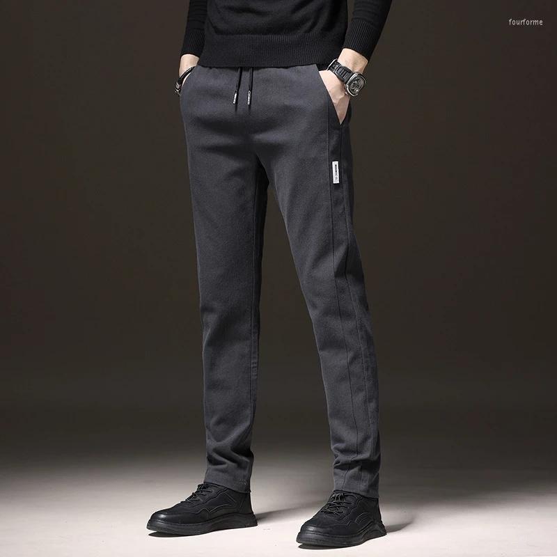 

Men's Pants Spring Men Cotton Stretch Korean Casual Slim Fit Elastic Waist Jogger Business Classic Trousers Male Light Green Grey 38, Dark gray