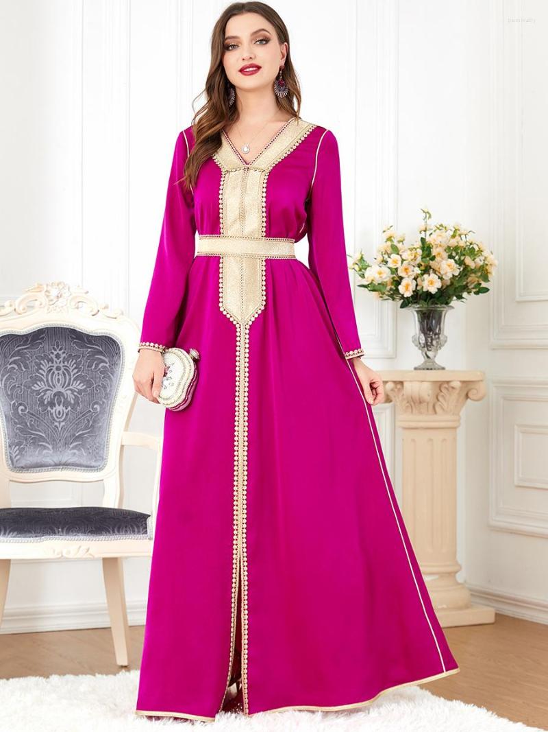 

Ethnic Clothing 2023 Abaya Moroccan Dubai Caftan Muslim Women Long Dress Ramadan Arabic Luxury Satin Purple Wedding Party Gown Islamic