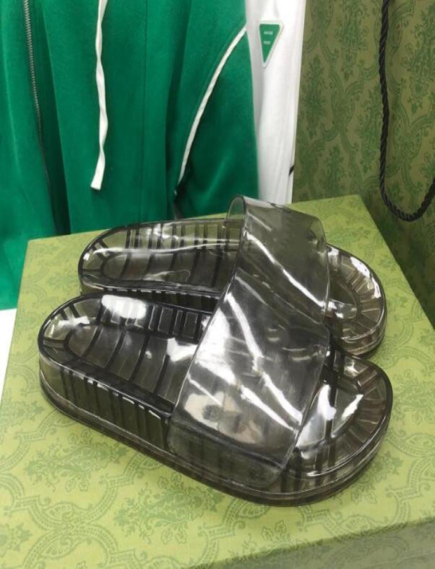 

The top Spring and summer slide slipper Floral brocade clear color men slipper Gear bottoms Flip Flops women striped Beach causal 6551071, Beige