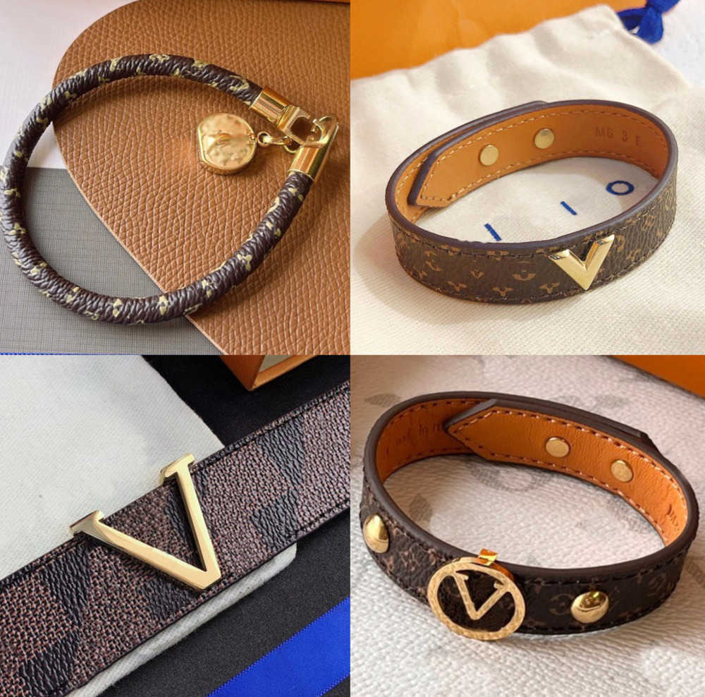 

Bangle Designers Mens Womens Bracelets Luxury Designer Jewelry Faux Leather 18K Gold Plated Stainless steel Bracelet Wedding Gifts Motion design 69ess