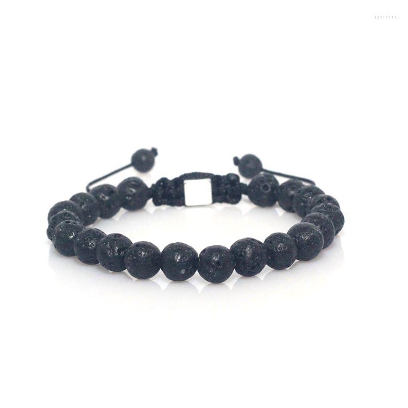

Charm Bracelets 8mm Lava Stone Natural Beaded Braid Bracelet For Men And Women