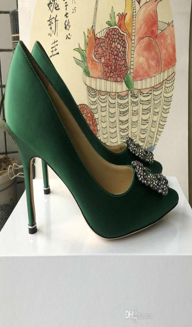 

Top Quality Women Shoes High Heels Sexy Pointed Toe Sole Pumps Come With Logo Dust Bags Wedding Shoes3123200, Green