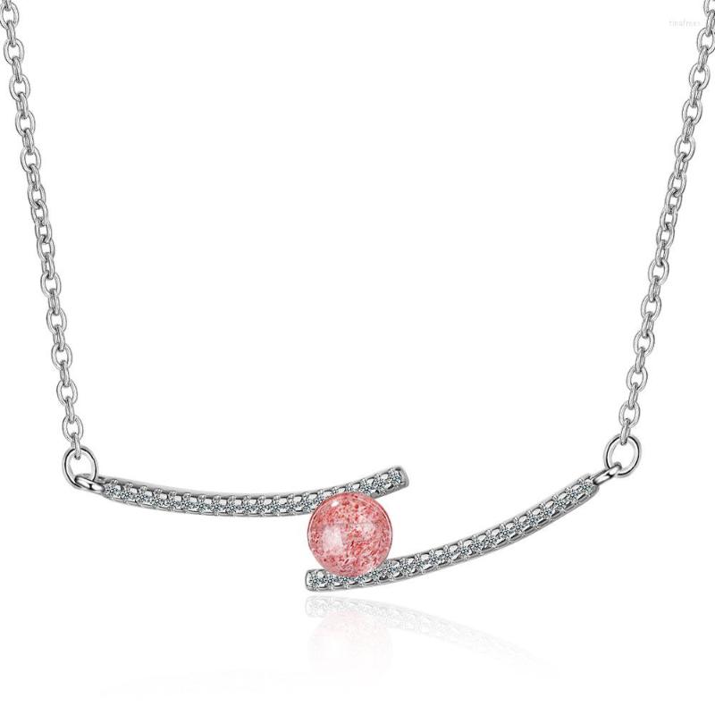

Chains Fashion Sweet Pink Crystal 925 Sterling Silver Female Short Jewelry Gift Women Pendant Necklaces Wholesale