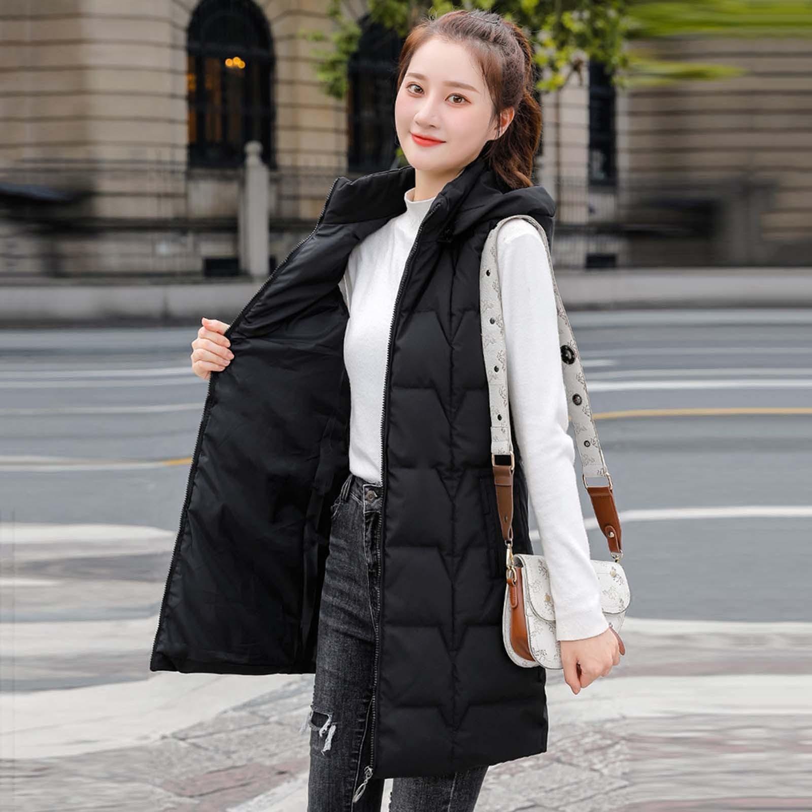 

Parkas Harajuku Jacket Women Sleeveless Oversize Parkas Autumn Winter Quilted Coat Hooded Parka Cotton Padded Long Jackets Overcoat L5