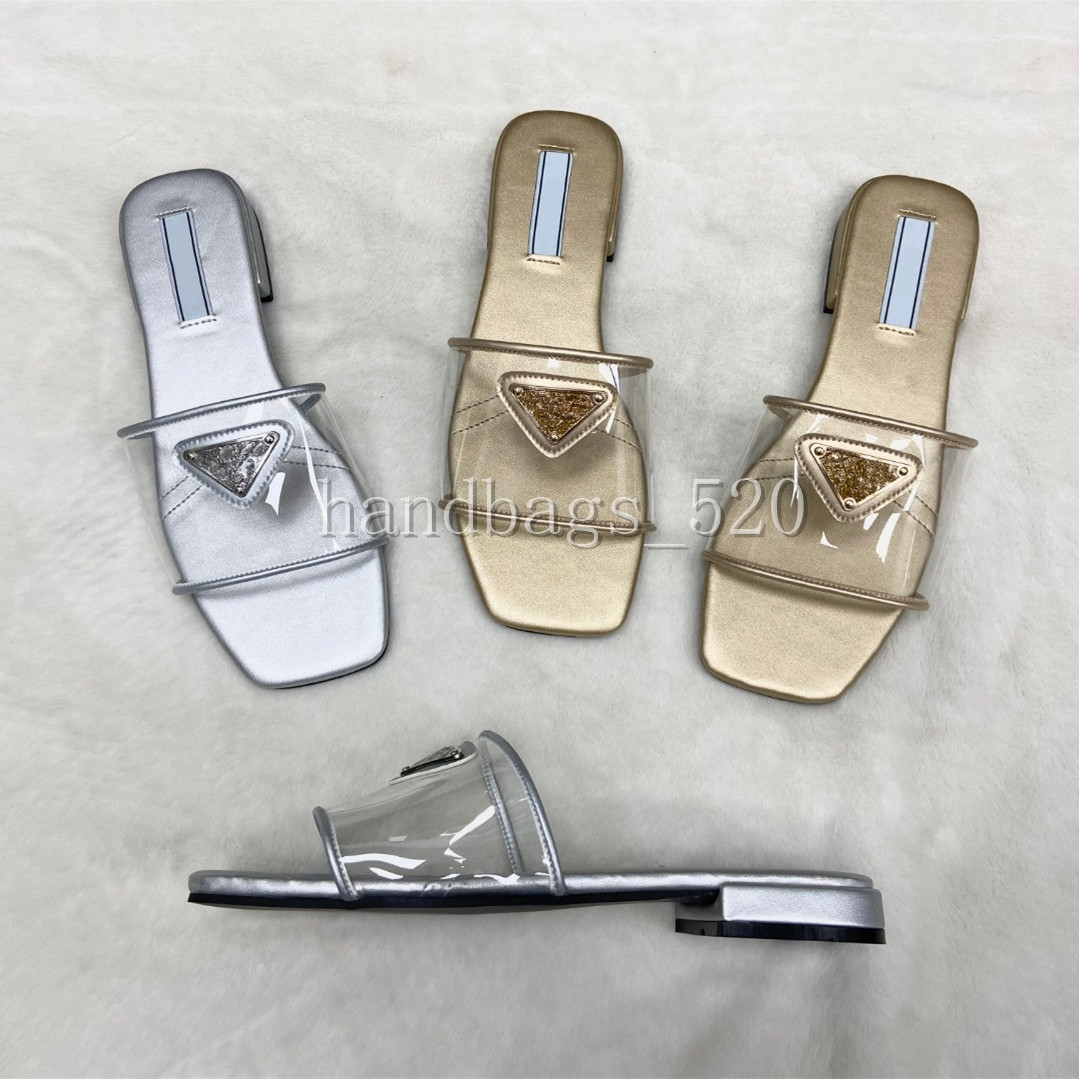 

Summer Sandals P-hardware Slipper slide Women's Sandals Sexy Fashion Shoes Lady Flip Flops Slip On Beach Slide Low Heel Casual Walking, Gold