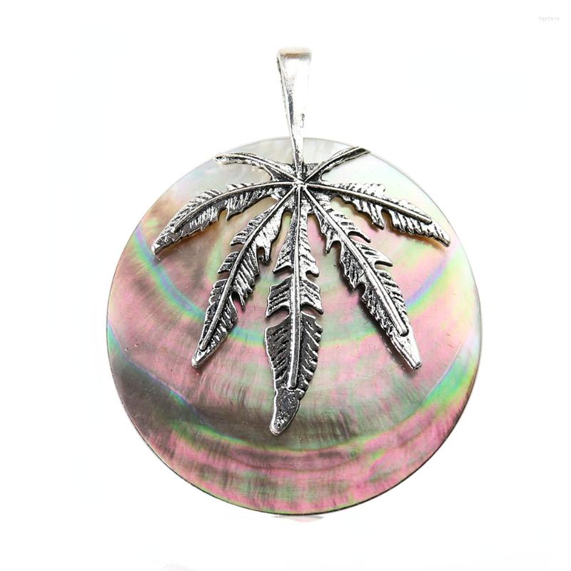 

Pendant Necklaces 5cm Round Black Shell Tahiti Mother Of Pearl Coconut Tree Necklace MOP DIY Woman Bohemia Jewelry Gift