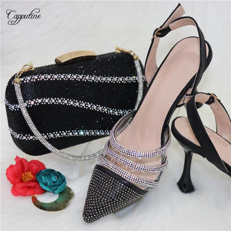 

Dress Shoes Black Woman And Bag Set Ladies High Heels Evening Pumps Match With Handbag Sandals Purse Clutch Femmes Sandales CR381, Silver