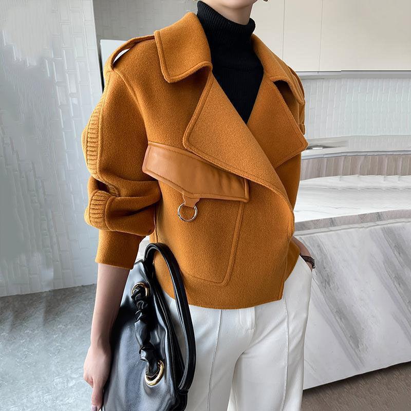 

Fur Women Wool Coat 2022 Autumn And Winter New Fashion Korean High Street Women Top Loose And Thin All Match Woolen Coat Trendy, Bk