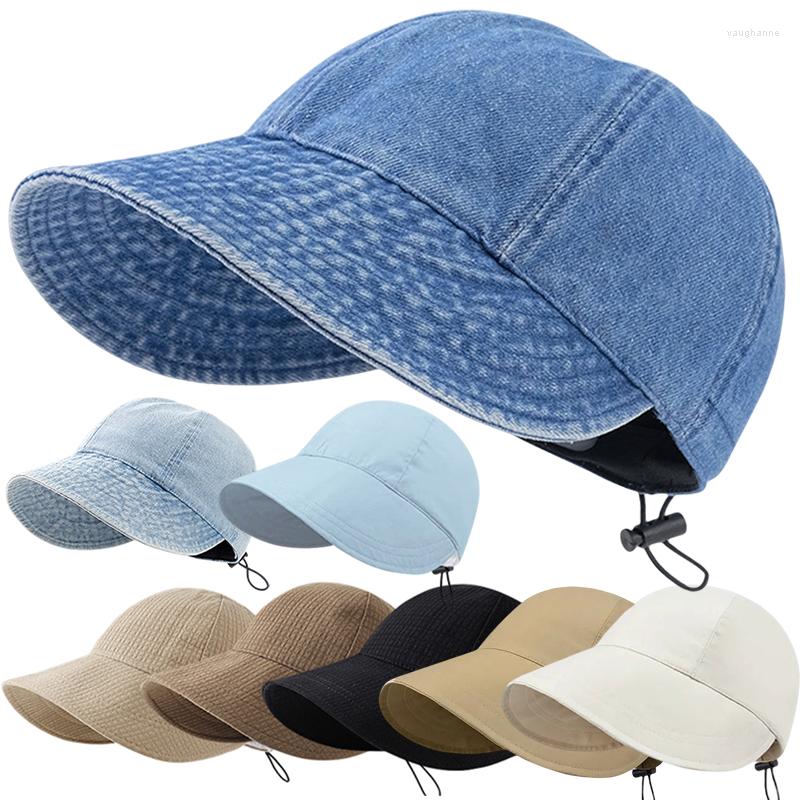

Wide Brim Hats 14 Styles Cotton Women Bucket Hat Spring Summer Adjustable Outdoor Beach Sun Foldable Panama Caps Fisherman Cap, Black