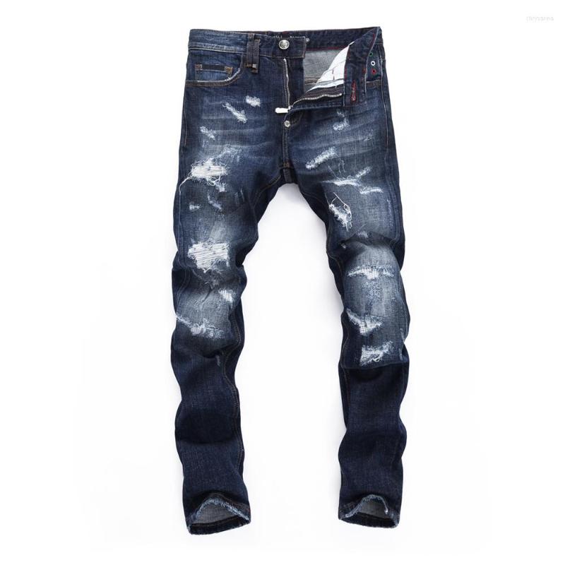 

Men's Jeans PLEINXPLEIN Original Design Husband Blue Stretch Mens Slim Denim Trousers Skulls Pants For Men 8368