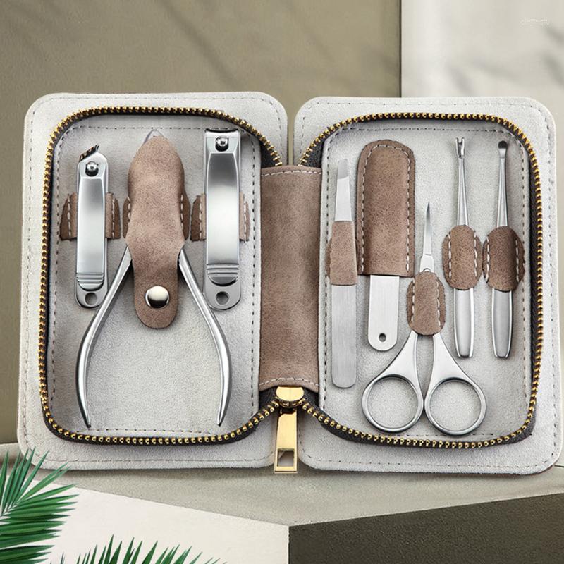 

Nail Art Kits 8Pcs/Set Manicure Set Stainless Steel Clipper Pedicure Sets Care Tool With Travel Case Kit Wholesale Drop