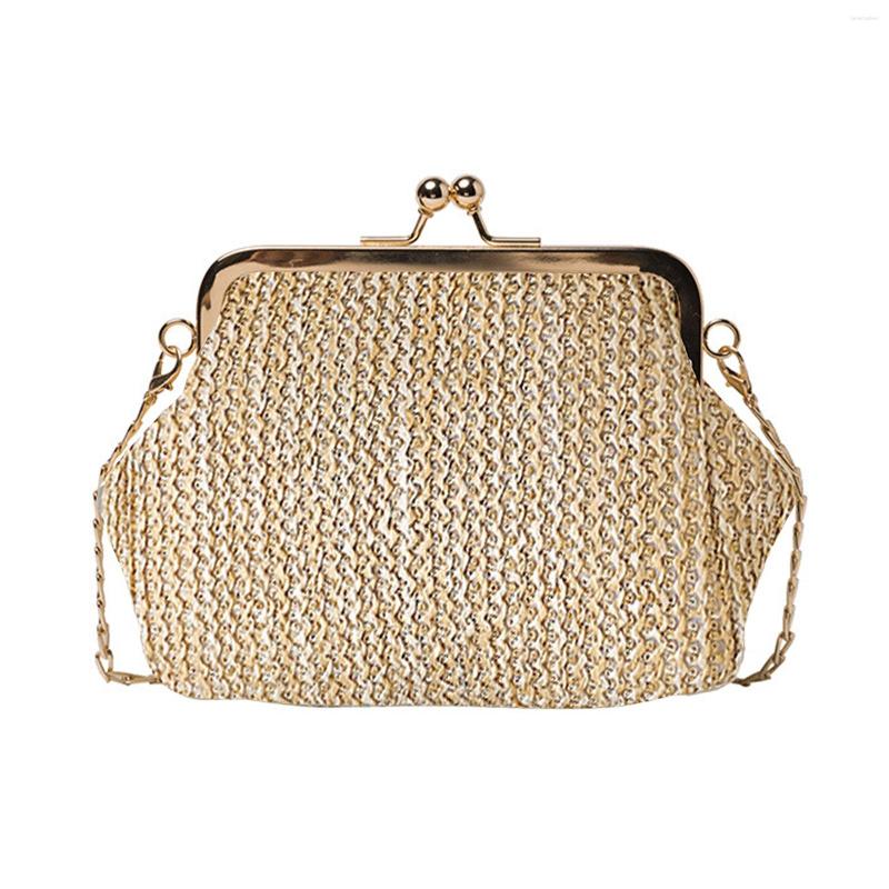 

Evening Bags With Chain Strap Gift Wedding Casual Large Capacity Fashion Cross Body Party Clutch Elegant Portable Women Shoulder Bag Solid, White