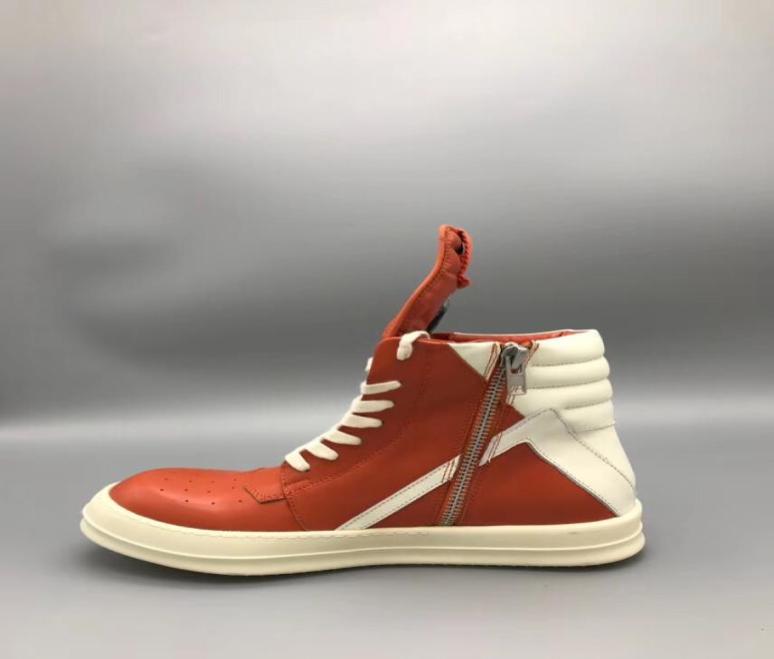 

High top orange color inverted triangle external layer men039s boots genuine leather fashion TPU bottom rock boot3950005, Red