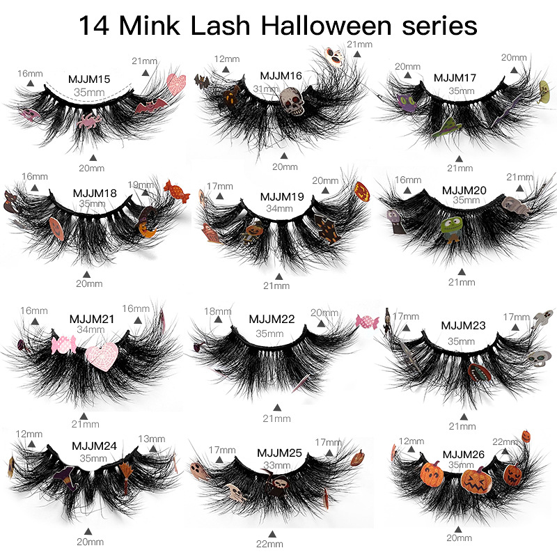 

Halloween Series Sequin Colored Eyelashes Glitter Colorful False Eye Lashes Dramatic Mink Eyelash Natural Wispy Lashes Makeup