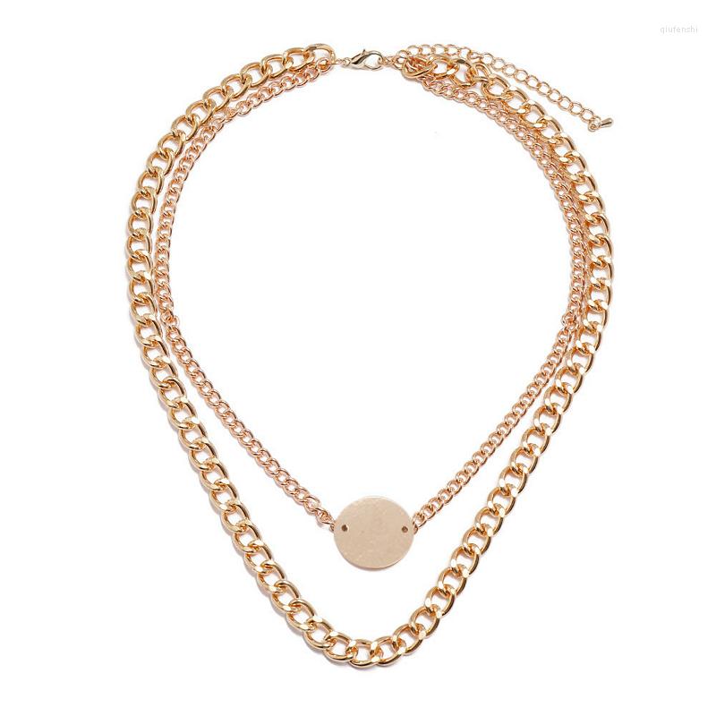 

Choker Gold Color Metal Chain Necklaces For Women Simple Statement Geometric Multilayered Necklace Jewelry Accessories
