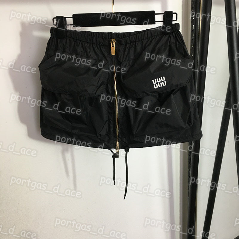 

Letters Women Casual Dress Zipper Design Mini Skirt Elastic Waist Skirts 2 Colors, Brown with label #20232125