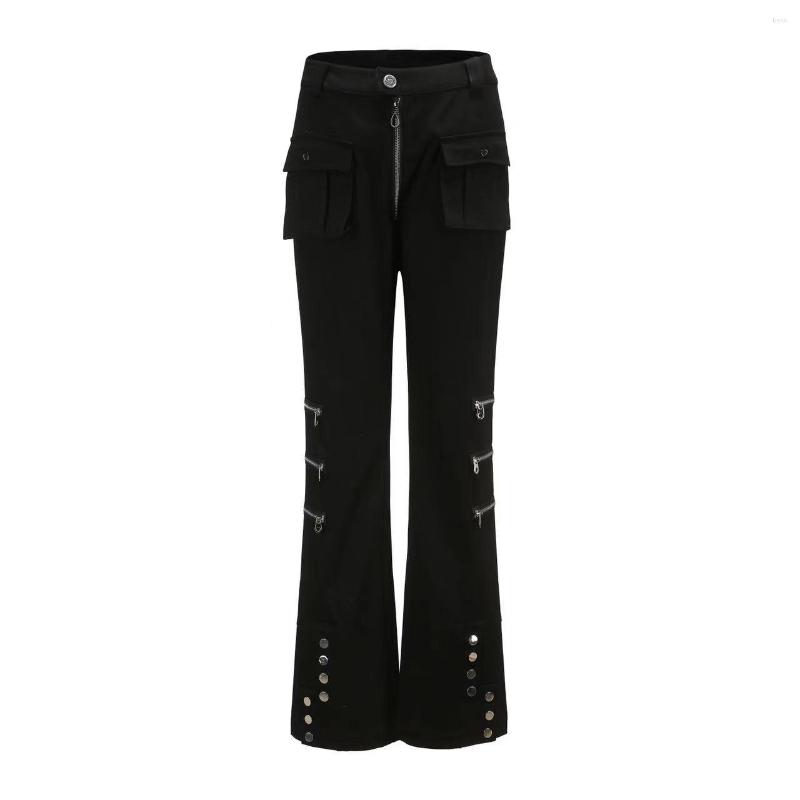 

Men's Pants 27-46 2023 Men Women Clothing Original Catwalk Three Dimensional Pocket Side Zipper Micro Pull Button Plus Size Costumes, Black