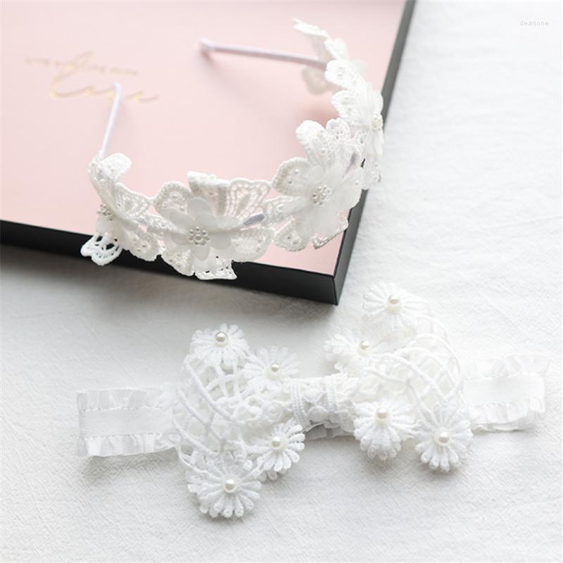 

Hair Accessories 5pcs/Lot Children Pearls Flower Elasticity Headband Girl White Floral Hairband Lace Hoop Princess Headwear, Headbands