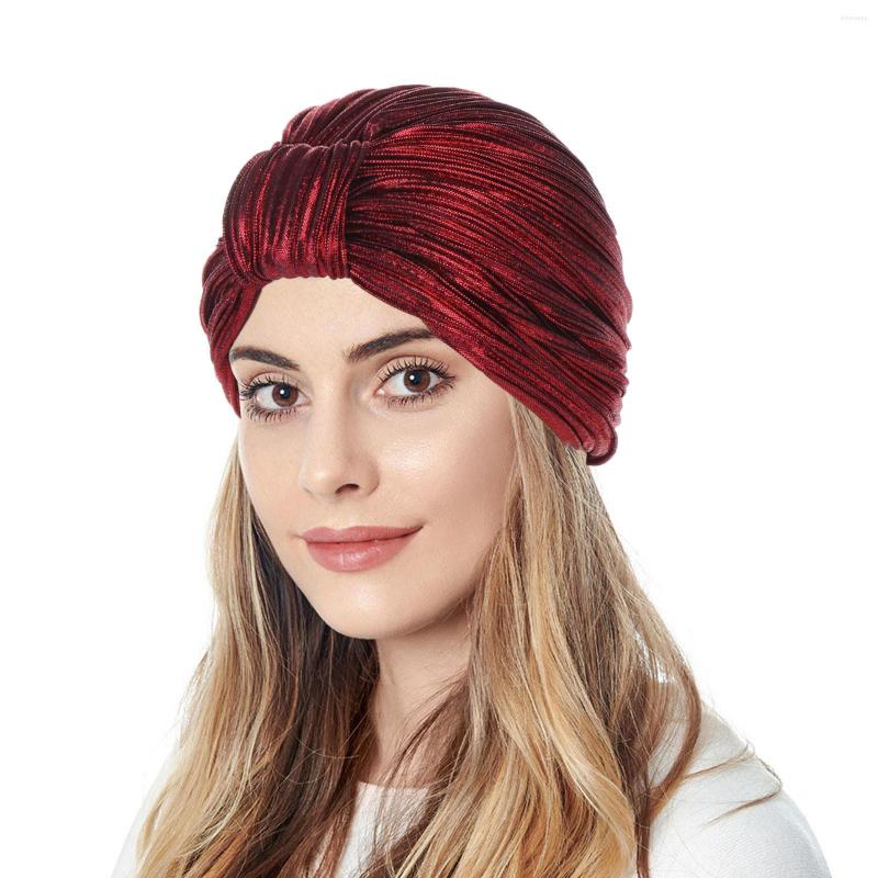 

Ball Caps Women Knot Pleated Head Hat Cap Headwear Muslim Turban Headwrap Baseball Womens, Gold