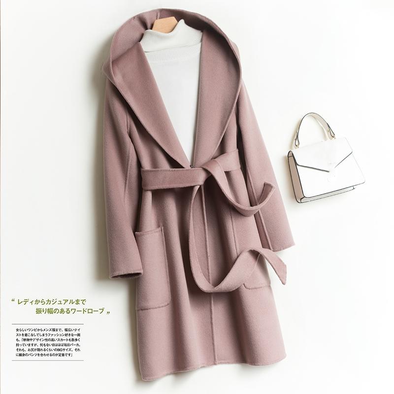 

Fur BELIARST Autumn and Winter 100% Pure Wool Coat It Moman Casual Hooded Cardigan Handmade Cashmere DoubleSided Jacket Free Delive, Red