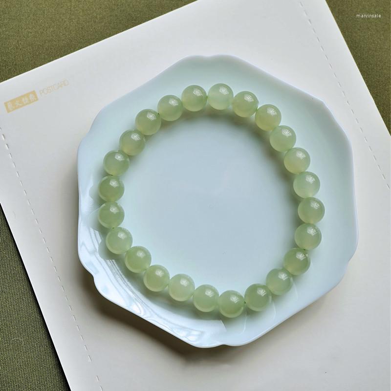 

Link Bracelets Natural Hetian Jade Jasper Elastic Bracelet Charms Luxury Fine Jewelry Couple Personalized Beaded Bangle Men Women Holiday