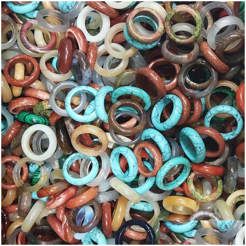 

Band Rings 6Mm Natural Stone Ring Opal Turquoises Black Onyx Tiger Eye Sodalite Malachite Jewelry Gift Finger For Women Men Drop Deli Dhk8L