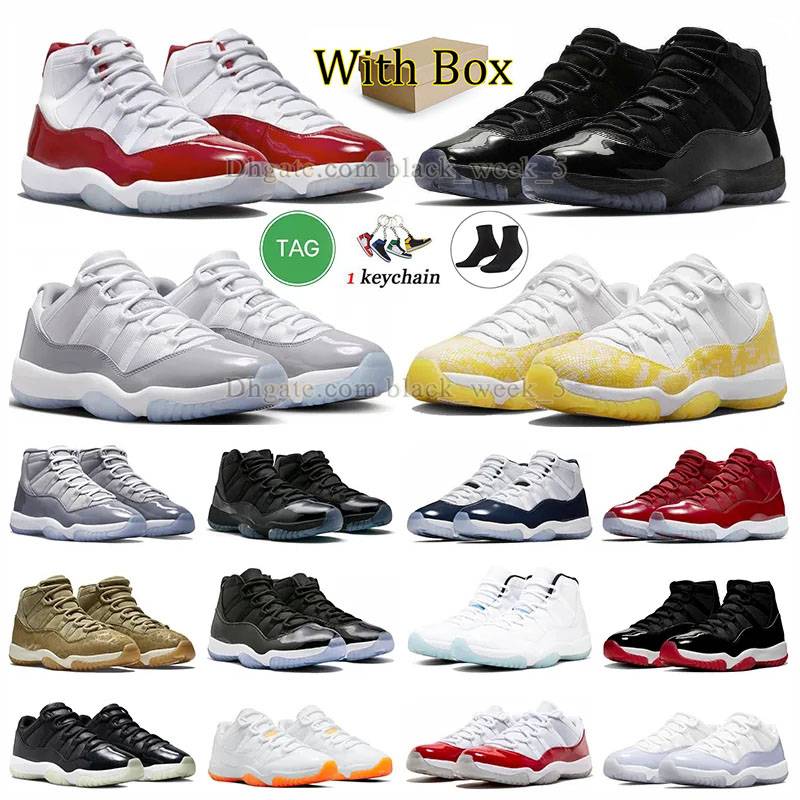 

Jumpman 11 With Box Basketball Shoes Cherry 11 Retro High Cool Gray Cement Grey Low Snake Skin Jubilee 25th Gamma Blue Bred Concord DMP Space Jam Jordens J J11 Sneaker, D23 36-46 low triple black ii