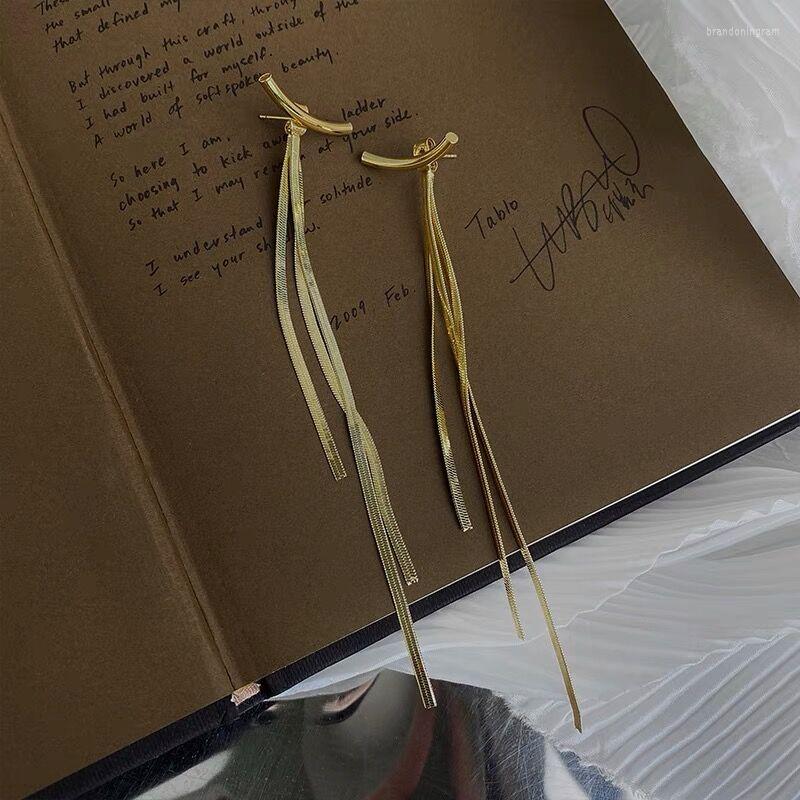 

Stud Earrings Long Thread Tassel Drop Gold Color 2023 Fashion Wedding Hanging Women Korean Jewelry Girls Party Gift