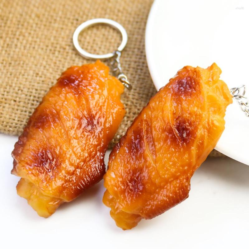 

Keychains Funny Chicken Wing Keychain Lifelike Orleans Roast Baked Wings Food Models Car Key Ring Bag Backpack Ornament Jewelry Gift
