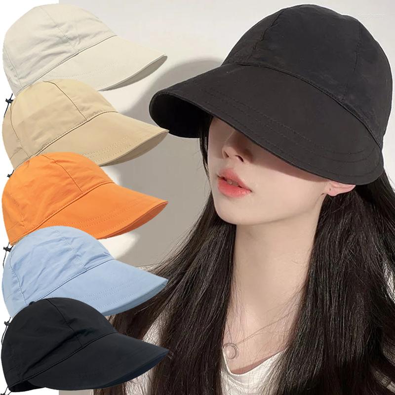 

Wide Brim Hats Fisherman Cap Sun Hat Portable Foldable Protection Summer Quick-drying Visors Adjustable Drawstring Caps, Black