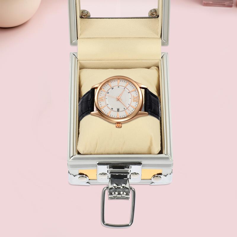 

Watch Boxes Box Case Organizer Storage Display Gift Bangle Desk Travel Bracelet Necklace Suitcase Holder Stainless Steel Reception