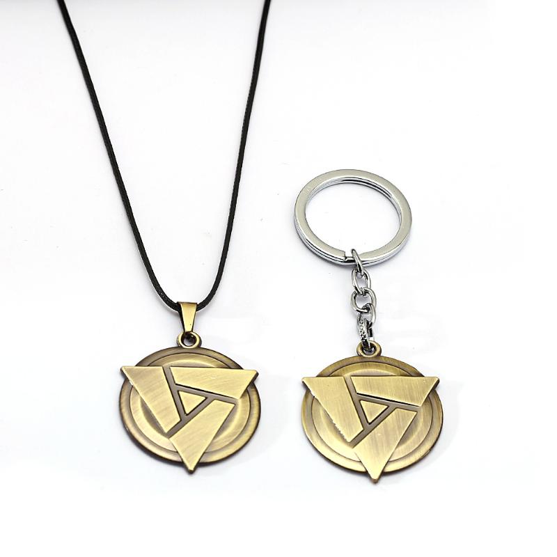 

Keychains Game Keychain Necklace Dota 2 Atifact Pendants Metal Keyring Geometric Chaveiro Accessory