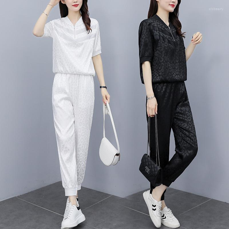

Women's Two Piece Pants 2023 Summer Clothes Women Plus Size M-5XL Sports Suit Top And Pant Set Casual Fashion Ensemble Femme Survetement, Black