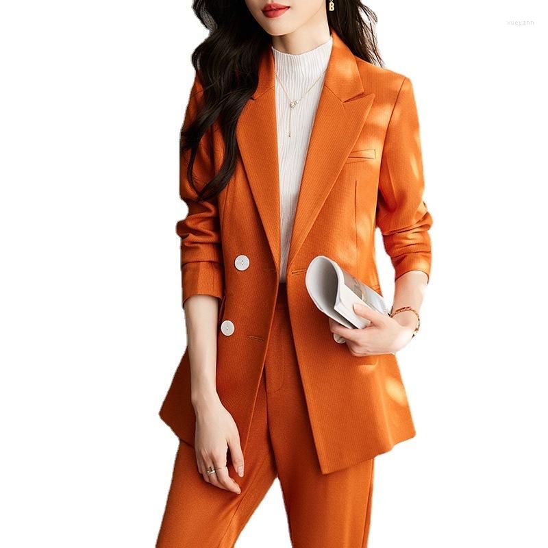 

Women's Two Piece Pants High Quality Fabric Women Formal Professional Business Suits With And Jackets Coat Autumn Winter OL Blazers Trousers, Black blazer coat