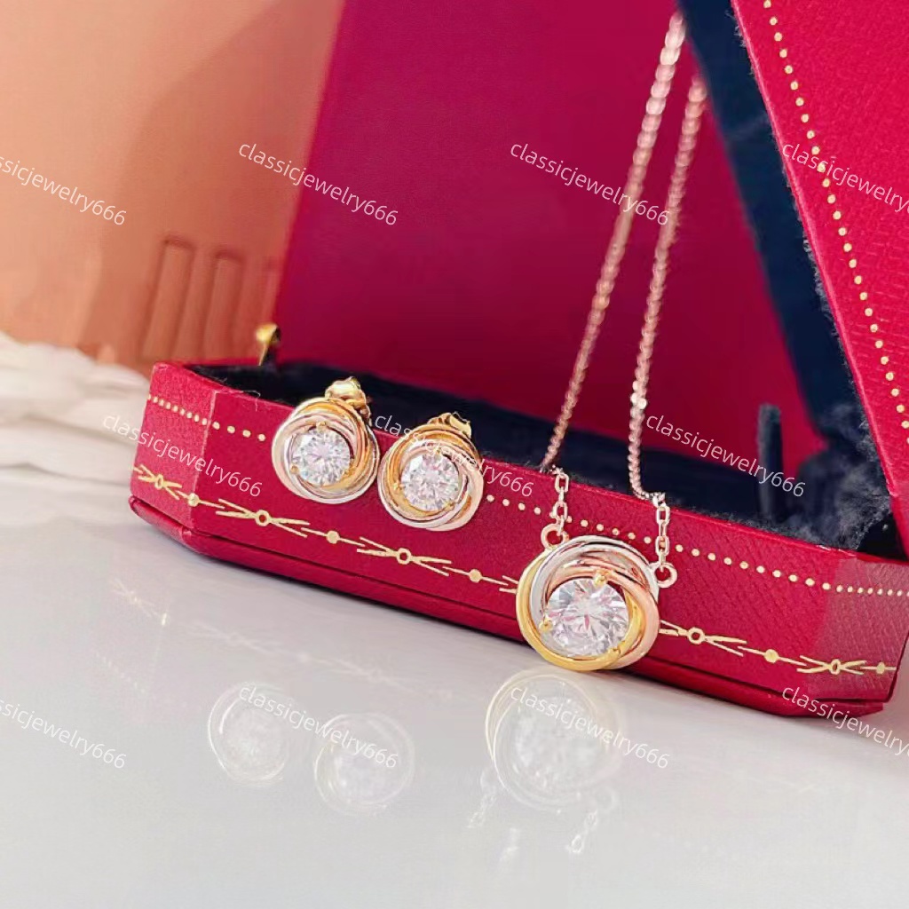 

Classic Women's Earrings, Necklace Set, Fashion Designer Brand Pendant, High end 18K Gold Jewelry with Box