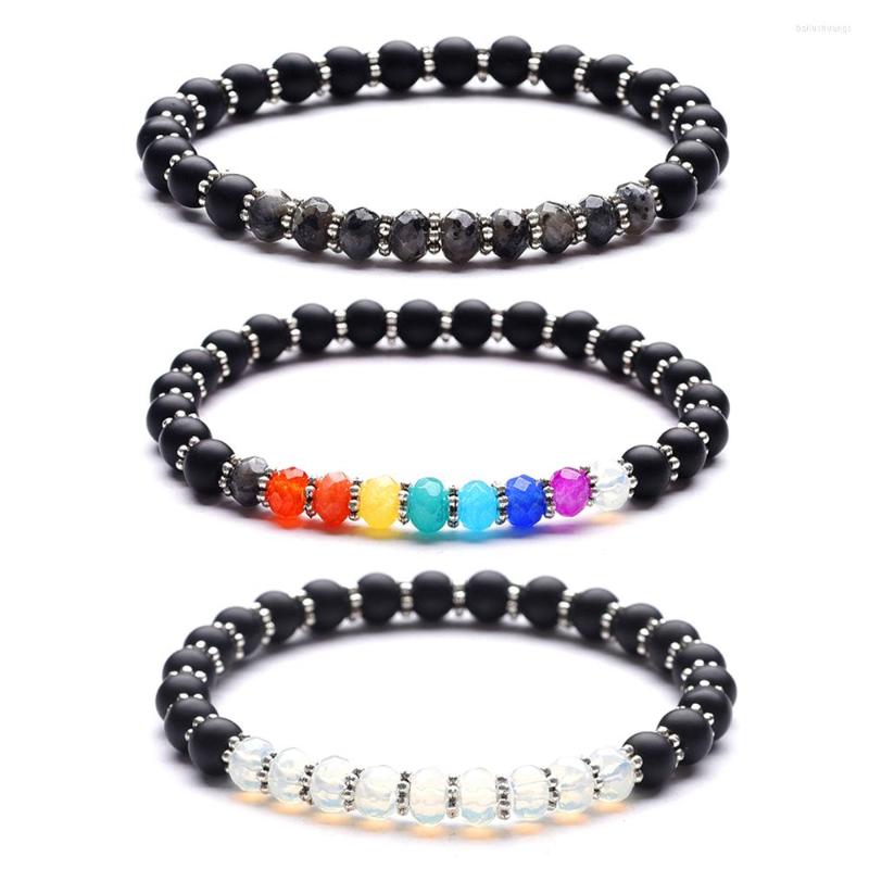 

Strand 6mm Frosted Black Agate Beads Energy Bracelet Mix And Match Faceted Natural Stones Stretch Bangles Handmade Jewelry