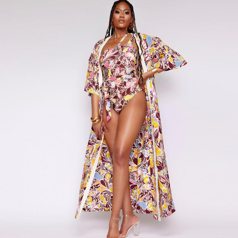 

Women' Tracksuits Women Elegant Beach Suit Bikini Set Sexy Fashion Bodysuit Cardigan Two Piece Swimsuit Swimwear Bathing, Multi