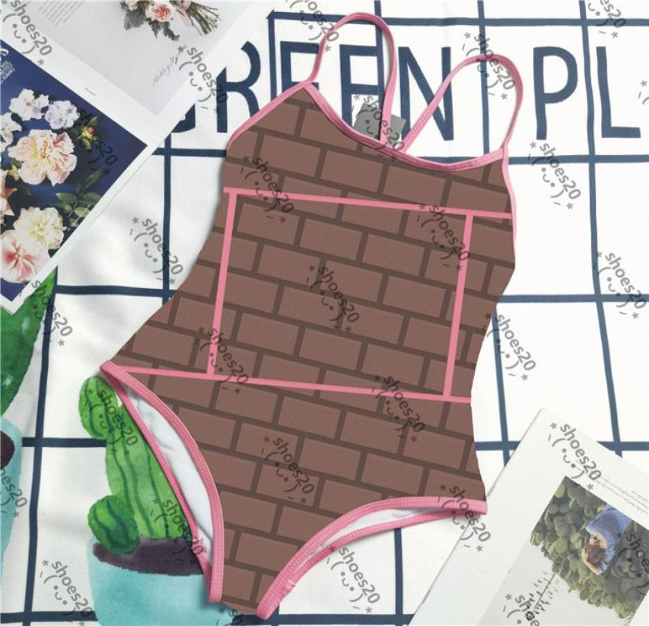 

Brown Plaid Swimwear Hipster Padded Women039s Onepiece Designer Swimsuits Outdoor Top Quality Beach Swimming Bandage Luxury We9445416